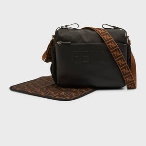Fendi Black and Brown Messenger Bag